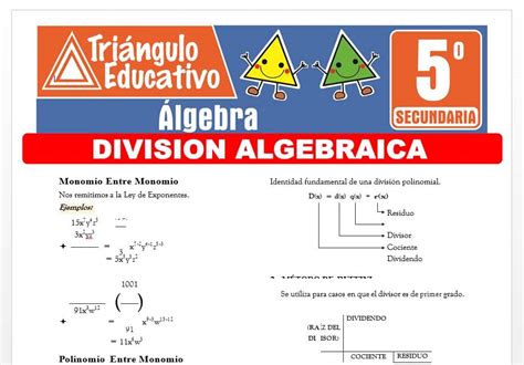 Ejercicios De División Algebraica Para Quinto De Secundaria Fichas Gratis