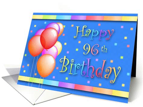 96 Years Old Balloons Happy Birthday Fun Card 192438
