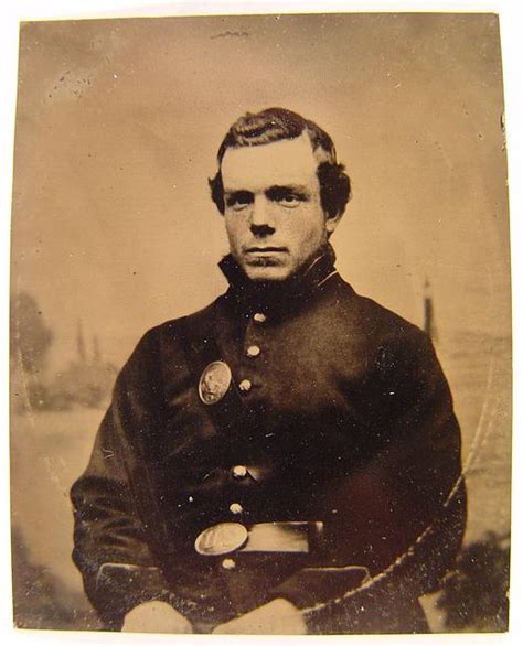 Private Roscoe G Davenport Of Company H 21st Maine Infantry In Front