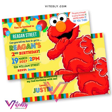 Diy Elmo Birthday Invitations
