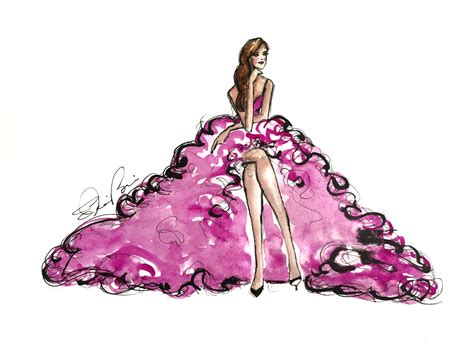The Hot Pink Frilly Dress Watercolor Fashion Illustration Elaine Biss