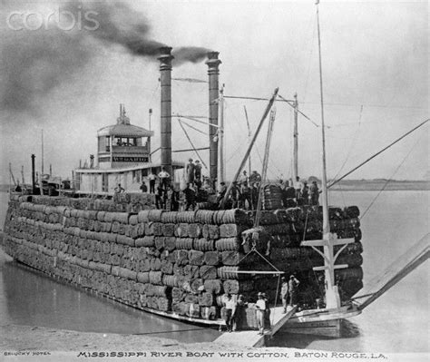 Steamboat Carrying Bales Of Cotton On The Mississippi River Near Baton