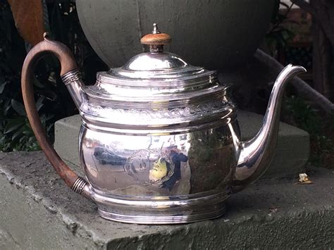 Georgian Sterling Silver Teapot Lond 1800 Antiques Board