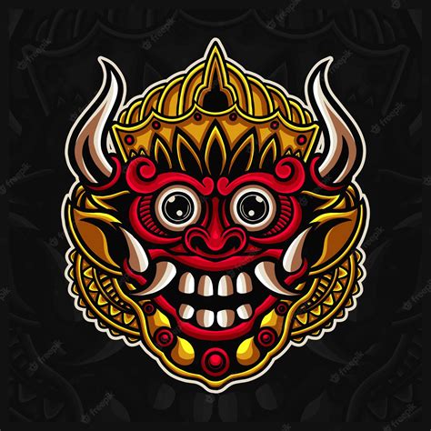 Premium Vector Traditional Indonesian Mask Barong Logo Design