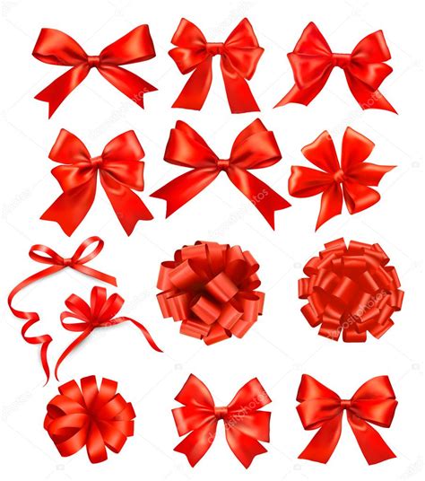 Big Set Of Red T Bows With Ribbons Vector Stock Vector By ©almoond