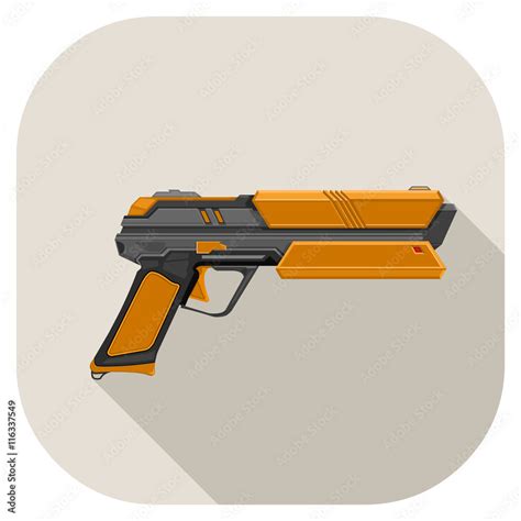 Vector Illustration Of Futuristic Laser Gun Laser Pistol Flat Icon