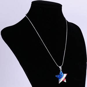 Independence Day American Usa Flag Star Design Pendant Patriotic Necklace Ebay