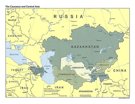 Detailed Political Map Of The Caucasus And Central Asia With Capitals