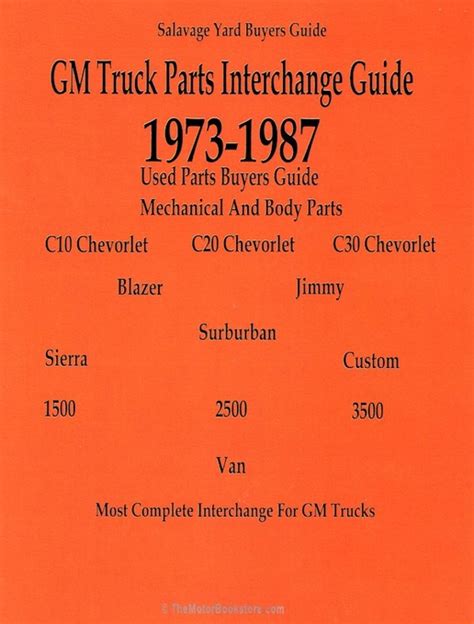 The chevrolet division of general motors published owners manuals to give the consumer operating and maintenance instructions for the specific automobile the consumer was buying. GMC, Chevy Truck Parts Interchange Guide 1973-1987 | PAH