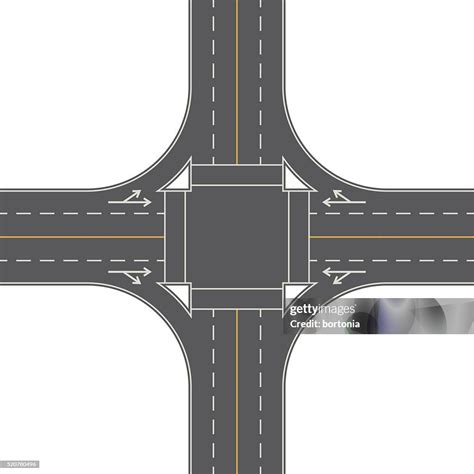 Overhead Perspective View Of A 4way Traffic Intersection High Res