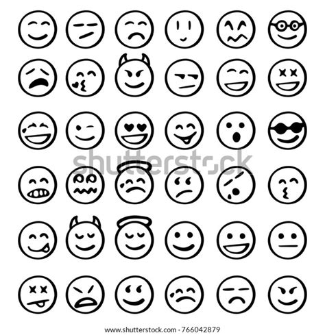 Set Emoticons Set Emoji Smile Icons Stock Vector Royalty Free 766042879