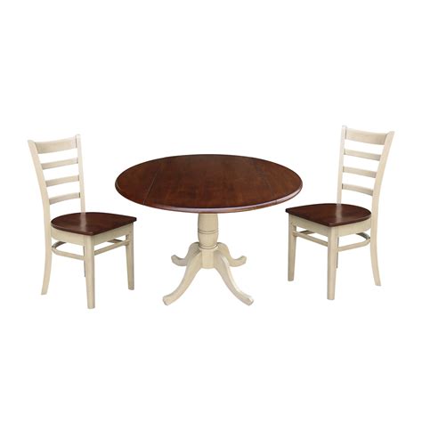 42 Round Top Pedestal Dining Table With Two Chairs Almondespresso