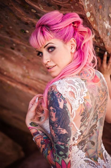 breaking vegas punk rock wedding at the flamingo · rock n roll bride hot tattoos girl tattoos