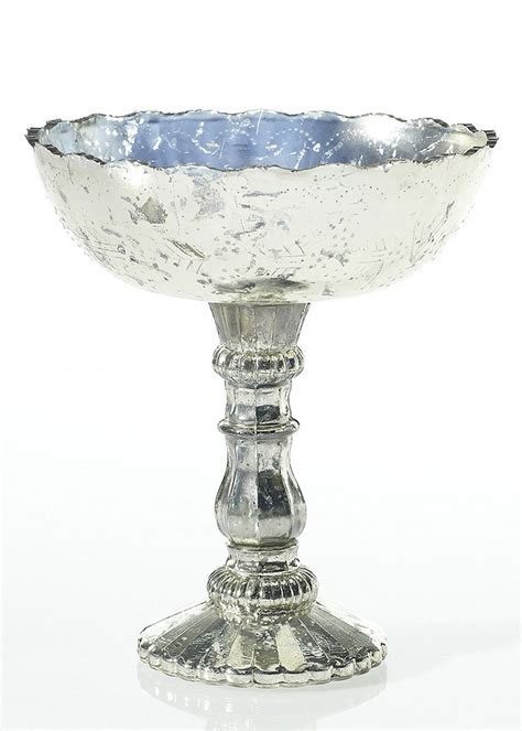 Desiray Silver Vintage Mercury Glass Pedestal Bowl8 Diameter X 95