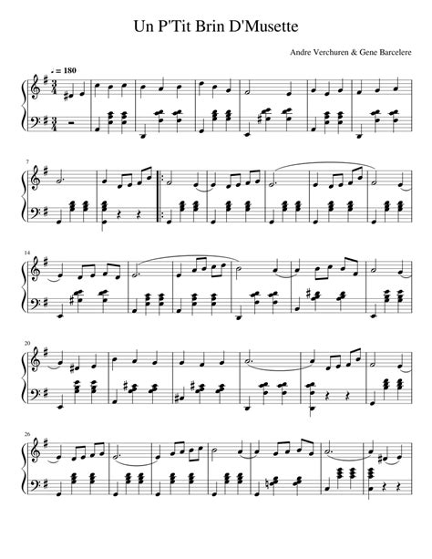 Un Ptit Brin Dmusette Sheet Music For Piano Solo