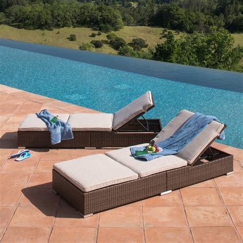 Shop Corvus Brown Wicker Outdoor Chaise Lounges With Cushions Set Of 2