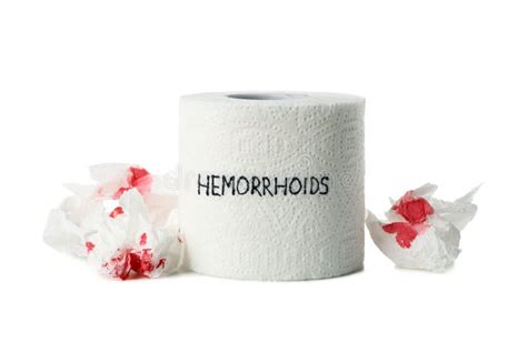 Toilet Paper With Hemorrhoids And Paper With Isolated On White