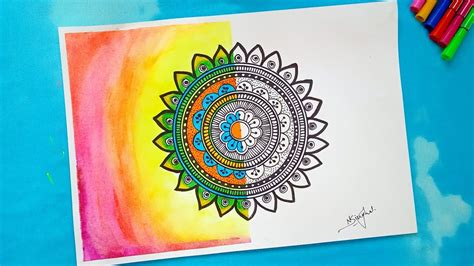 Mandala Art For Beginners Half Coloured Mandala Art Simple And Easy