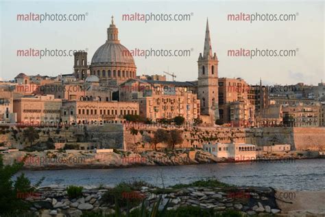 Valletta Skyline Carmelite Church Capital Dome Malta Photos