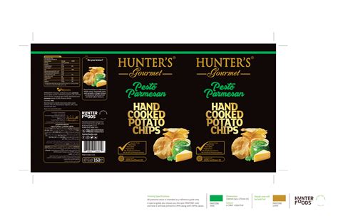 Hunters Gourmet Hand Cooked Potato Chips Pesto Parmesan G098050