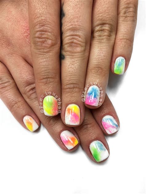 Water Color Nails Short Nail Designs Rainbow Pride Eloise Mani Pedi Phan Short Nails Nail