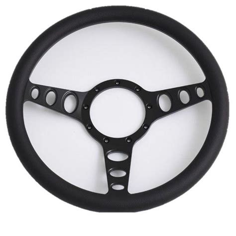 14 Inch 3 Spoke Holes Black Billet Steering Wheel Leather Half Wrap