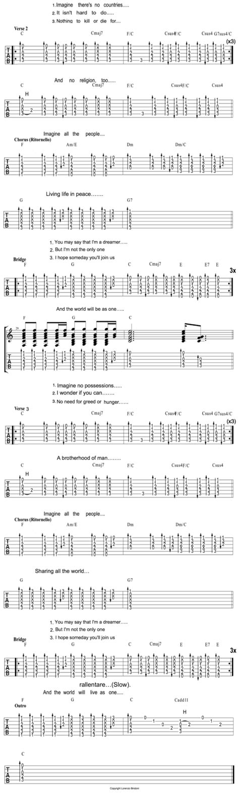 John Lennon Imagine TAB Acoustic Guitar Guitar Tabs