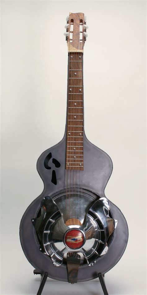 Custom Square Neck Resonator Guitar With Chevy Hubcap By Larry Pogreba