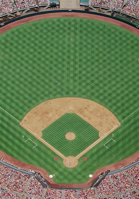 Baseball Stadium During Game Aerial By David Madison