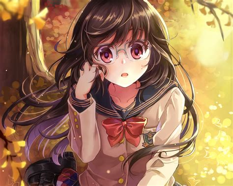 Download 1796x1437 Anime Girl Glasses Meganekko School Uniform Cute