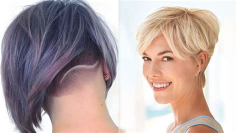 Back Undercut Bob Haircut And Layered Short Hairstyle For Blonde Women