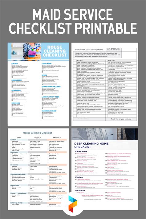Daily house cleaning schedule housekeeping weekly monthly. 9 Best Maid Service Checklist Printable - printablee.com