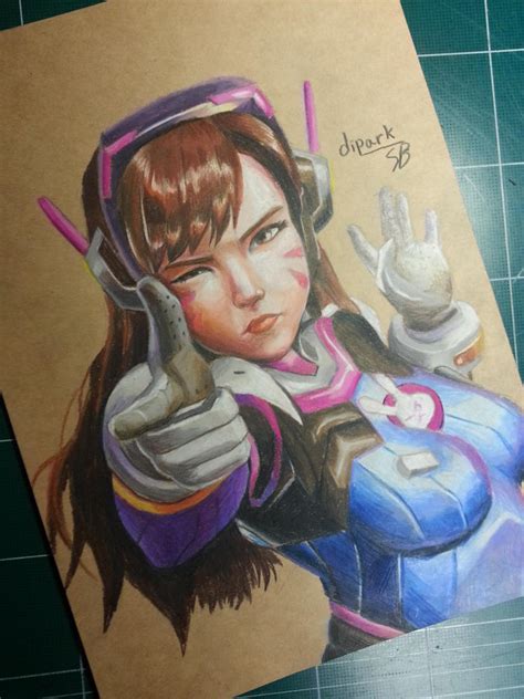 Overwatch Dva Colored Pencil Drawing By Kr Dipark On Deviantart