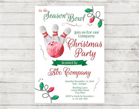 Company Holiday Party Invitation Bowling Party Christmas Bowling