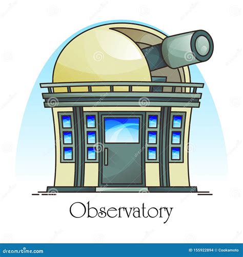 Planetarium Building With Telescope In Dome Stock Vector Illustration
