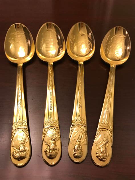 Vintage President Spoons by Rogers, Gold tone Collectible Spoons, Souvenir Spoons collection of ...