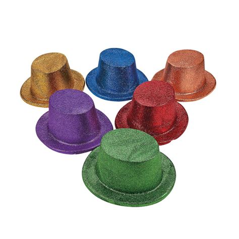 Bright Glitter Top Hats Assortment 12 Pc Oriental Trading Party Hats Mad Hatter Party