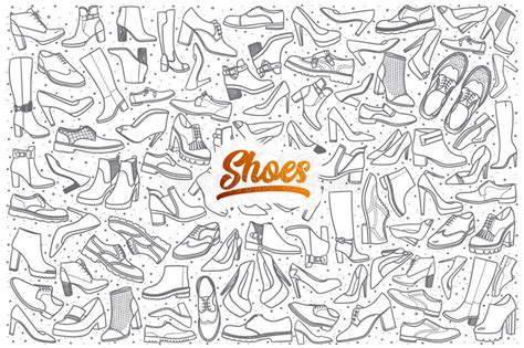 Hand Drawn Shoes Doodle Set Background Stock Illustrations 1472 Hand