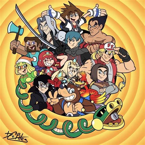 Cartoon Characters Are Grouped Together In A Circle