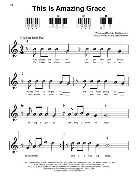 'twas grace that __ taught my heart to. This Is Amazing Grace Sheet Music | Phil Wickham | Super Easy Piano