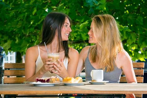 Two Pretty Women Friends Stock Image Image Of Cake Summer 87807579