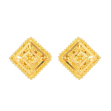 22ct Yellow Gold Stud Earrings With Beautiful Filigree Design