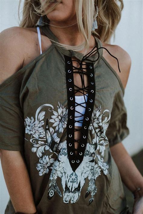 Loving This Choker T Shirt With Laced Up Front Detail And Shoulder