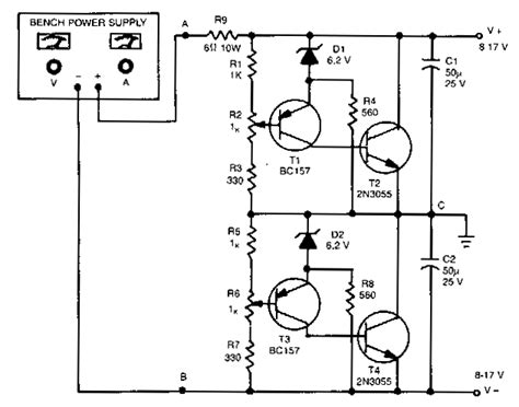 Simple Unipolar To Dual Supply Converter Circuit Diagram Electronic