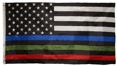 Usa Thin Red Blue And Green Line 3x5ft Flag Grommets Police Fire