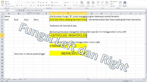 Cara Mudah Menggunakan Rumus Left Dan Right Pada Microsoft Excel Youtube