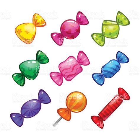 Funny Cartoon Colorful Candies Set On White Background Vector Sweet