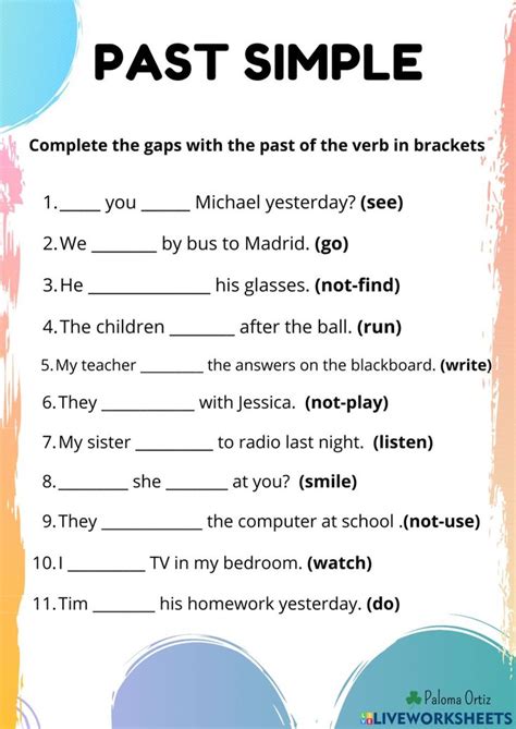 The Past Simple Worksheet For Kids To Practice Their English And