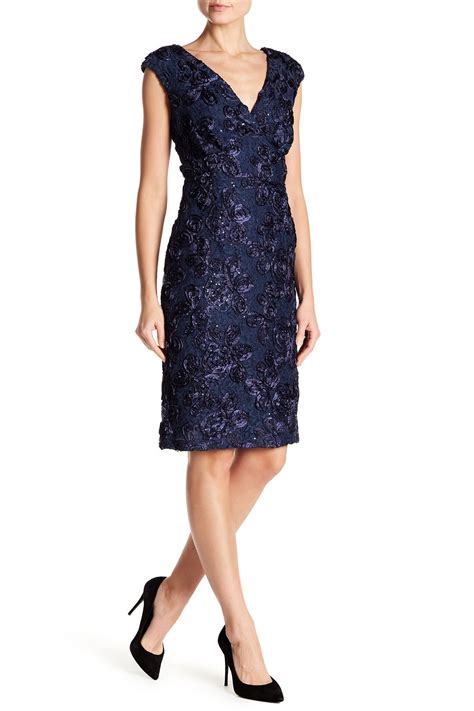 Floral Applique Cap Sleeve Dress By Marina On Nordstrom Rack Capped