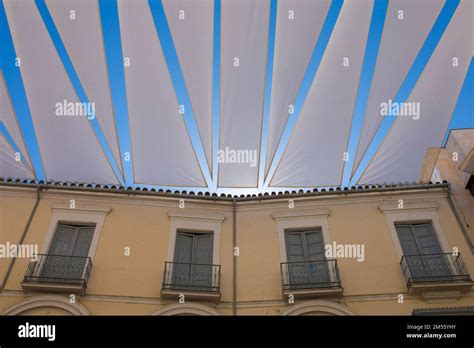 Large Awnings Over Lucena Downtown Spain Pedestrian Main Street